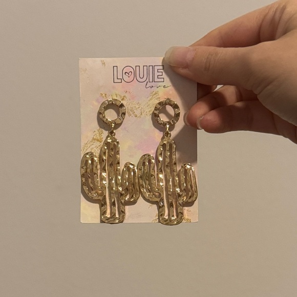louie love Jewelry - Gold Cactus Earrings